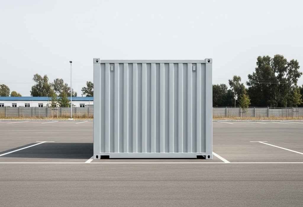 storage containers Saint John — single steel container centered in organized operations yard