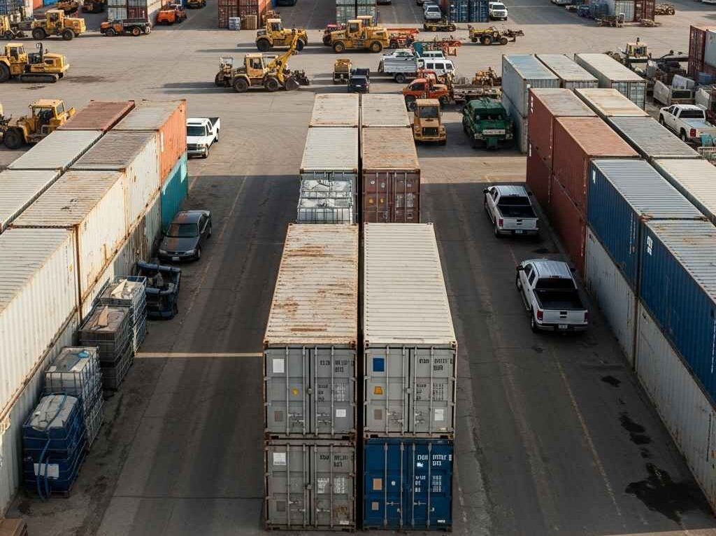 storage containers Saint John — organized rows of containers in municipal operations yard