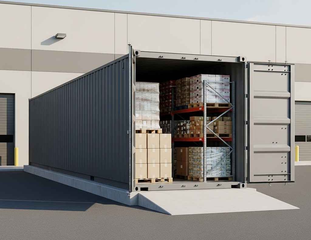 storage containers Saint John — 20–40 ft container for retail overflow at loading dock