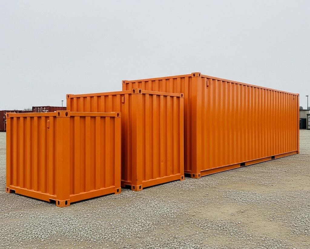 Comparison of 8×10, 8×20, and 8×40 storage yard container sizes