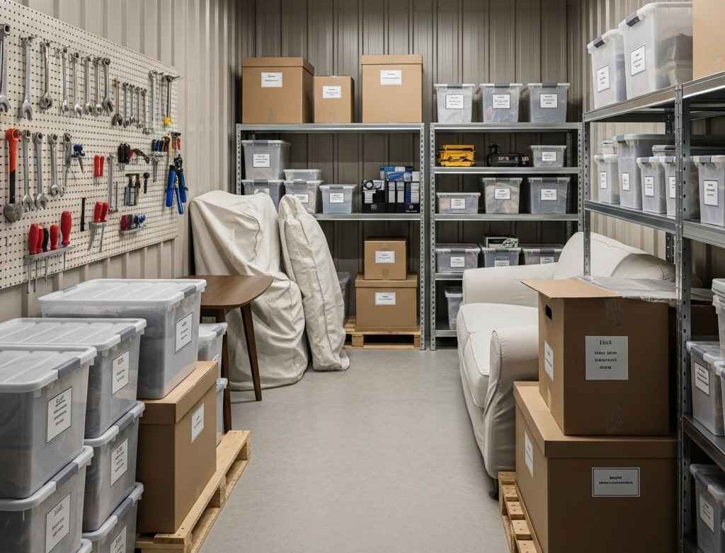 Properly packed household items stored safely in a New Brunswick self storage unit